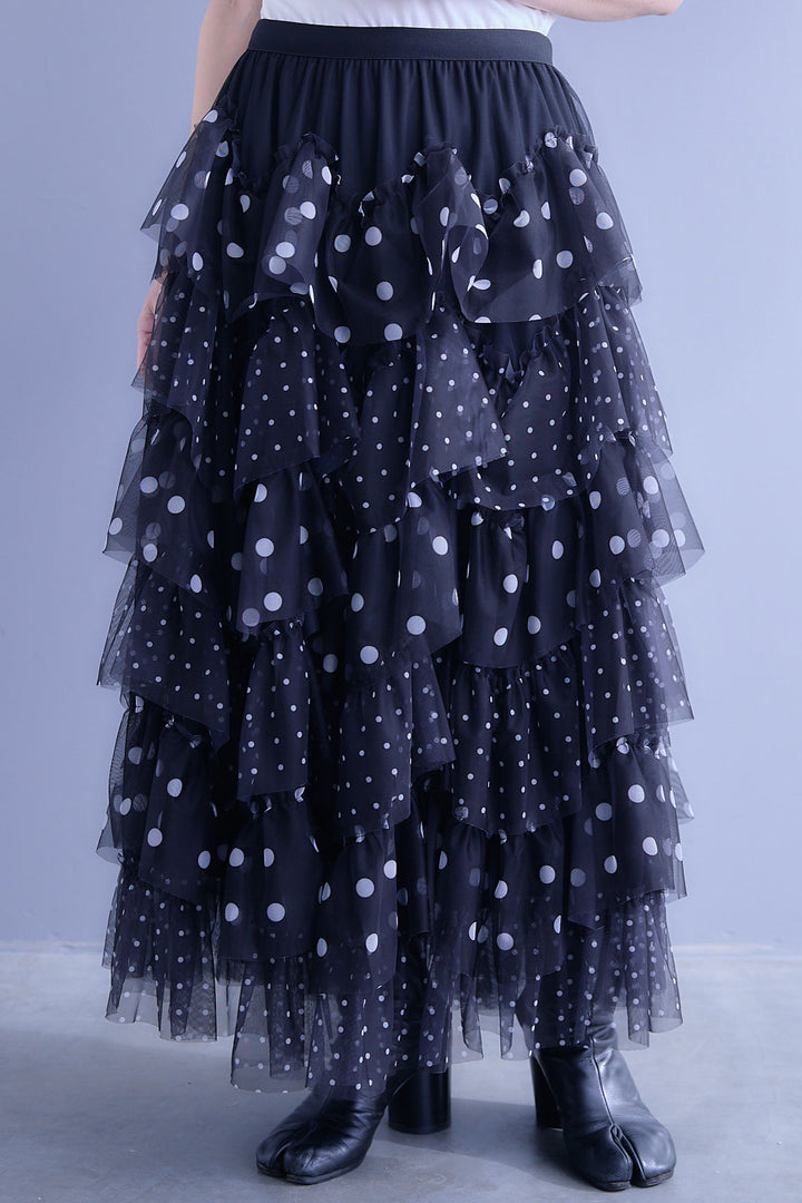 【予約】ドットレイヤードチュールスカート