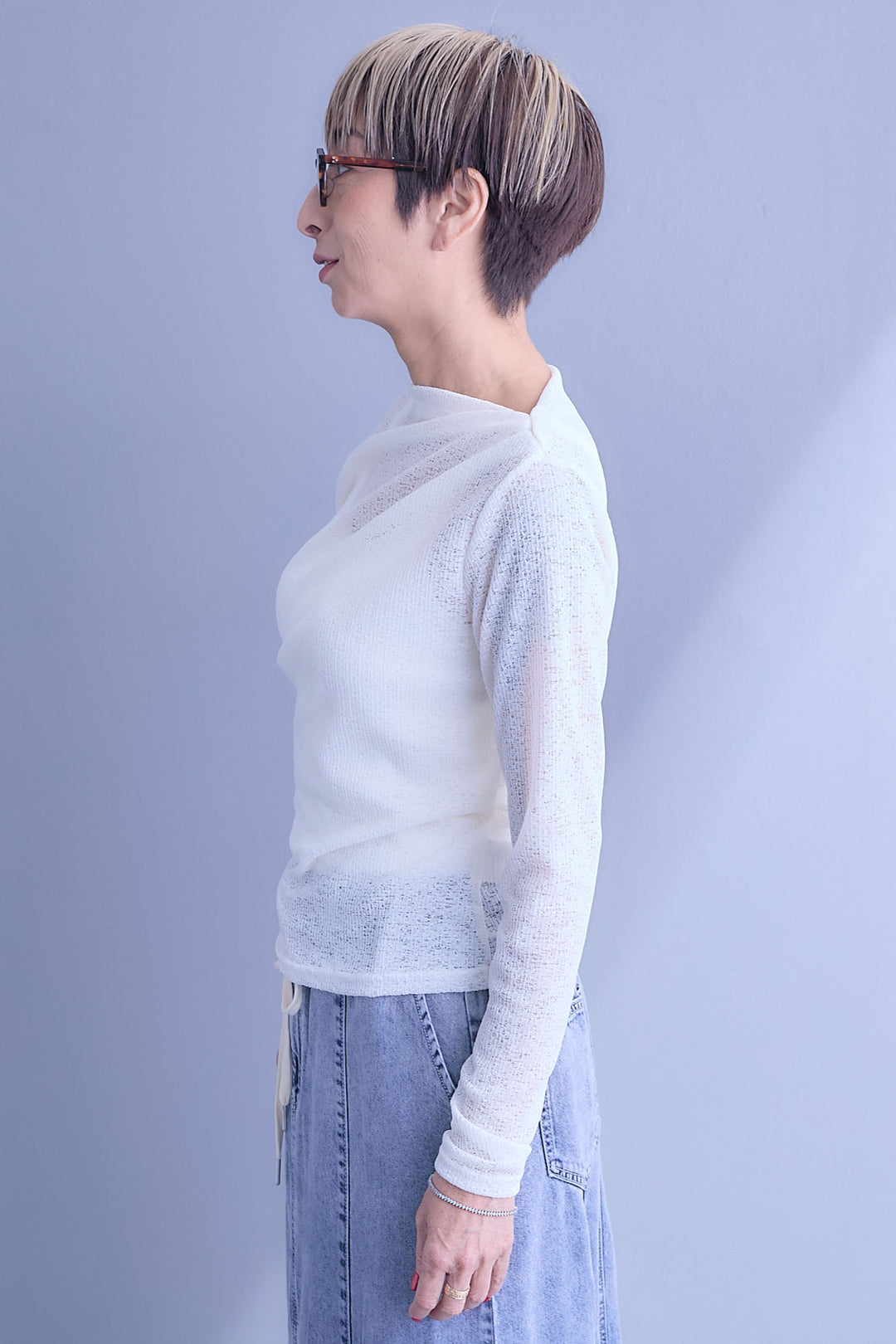 【予約】カットレースドレープデザイントップス