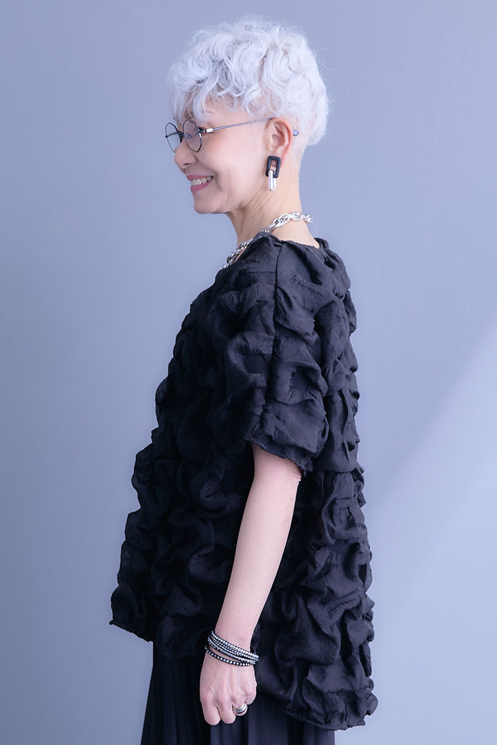 【SET】マトラッセボリュームフリルトップス+アシンメトリープリーツスカート(2set)