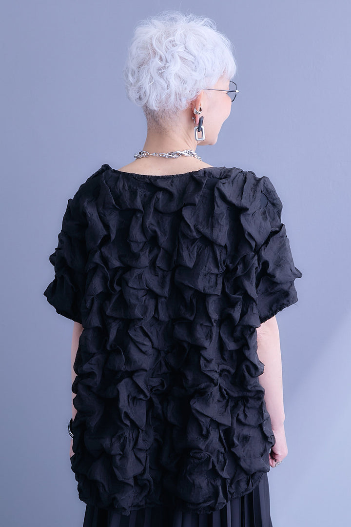 【SET】マトラッセボリュームフリルトップス+アシンメトリープリーツスカート(2set)