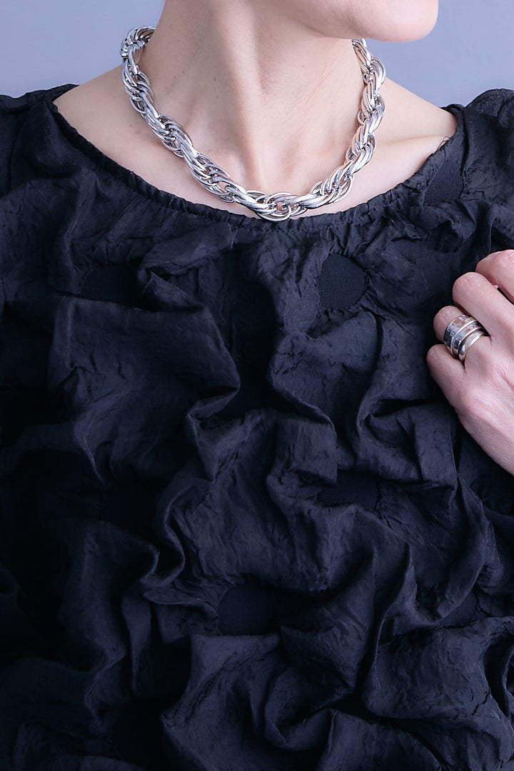 【SET】マトラッセボリュームフリルトップス+アシンメトリープリーツスカート(2set)