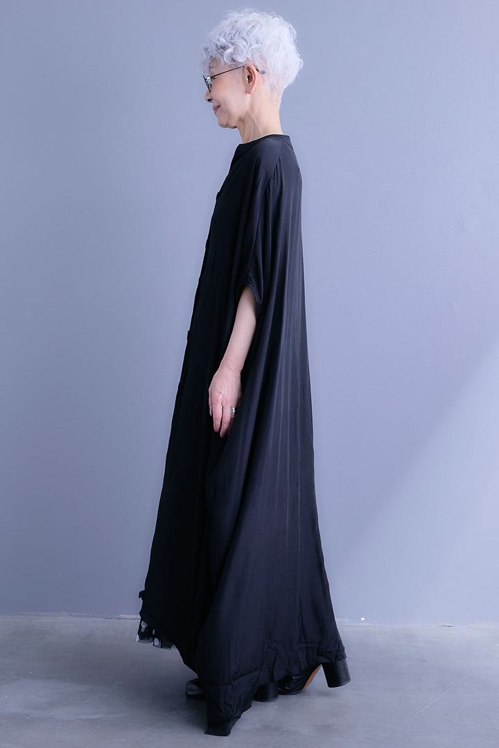 【SET】ドルマンルーズシャツワンピース+ドットチュールフレアスカート(2set)