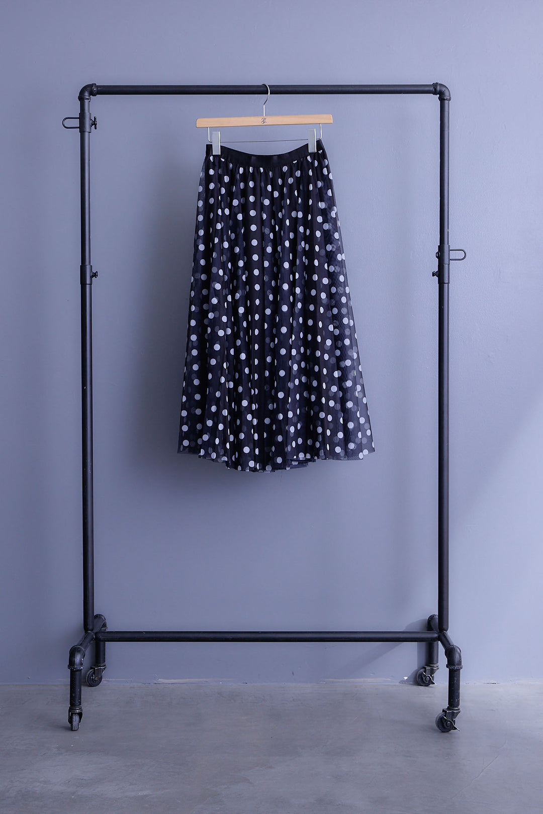 【SET】ドルマンルーズシャツワンピース+ドットチュールフレアスカート(2set)