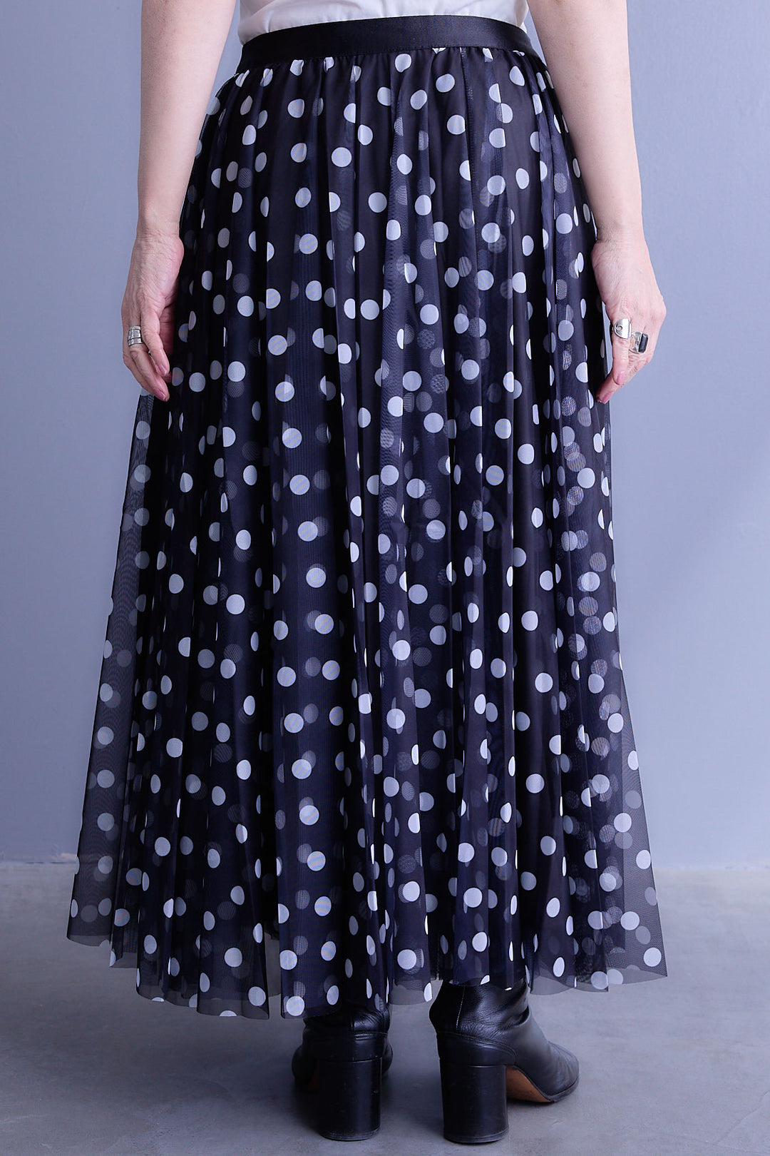 【SET】ドルマンルーズシャツワンピース+ドットチュールフレアスカート(2set)