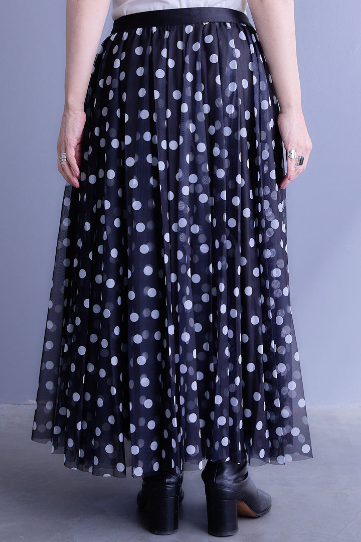 【SET】ドルマンルーズシャツワンピース+ドットチュールフレアスカート(2set)