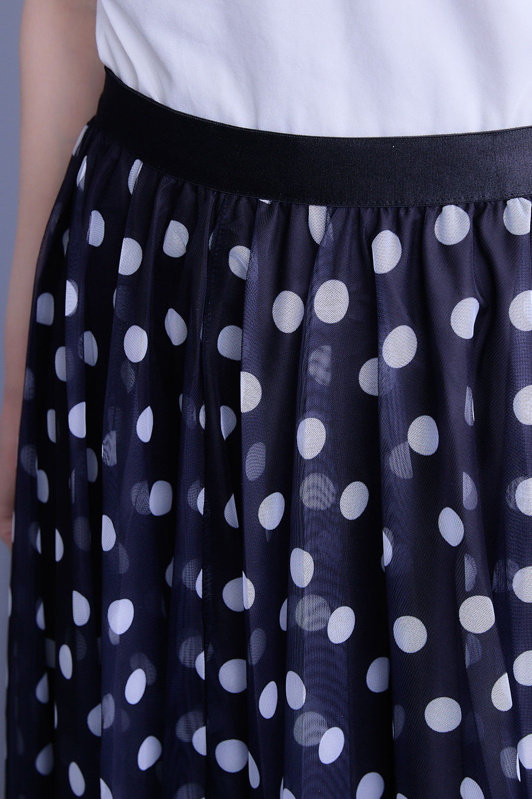 【SET】ドルマンルーズシャツワンピース+ドットチュールフレアスカート(2set)