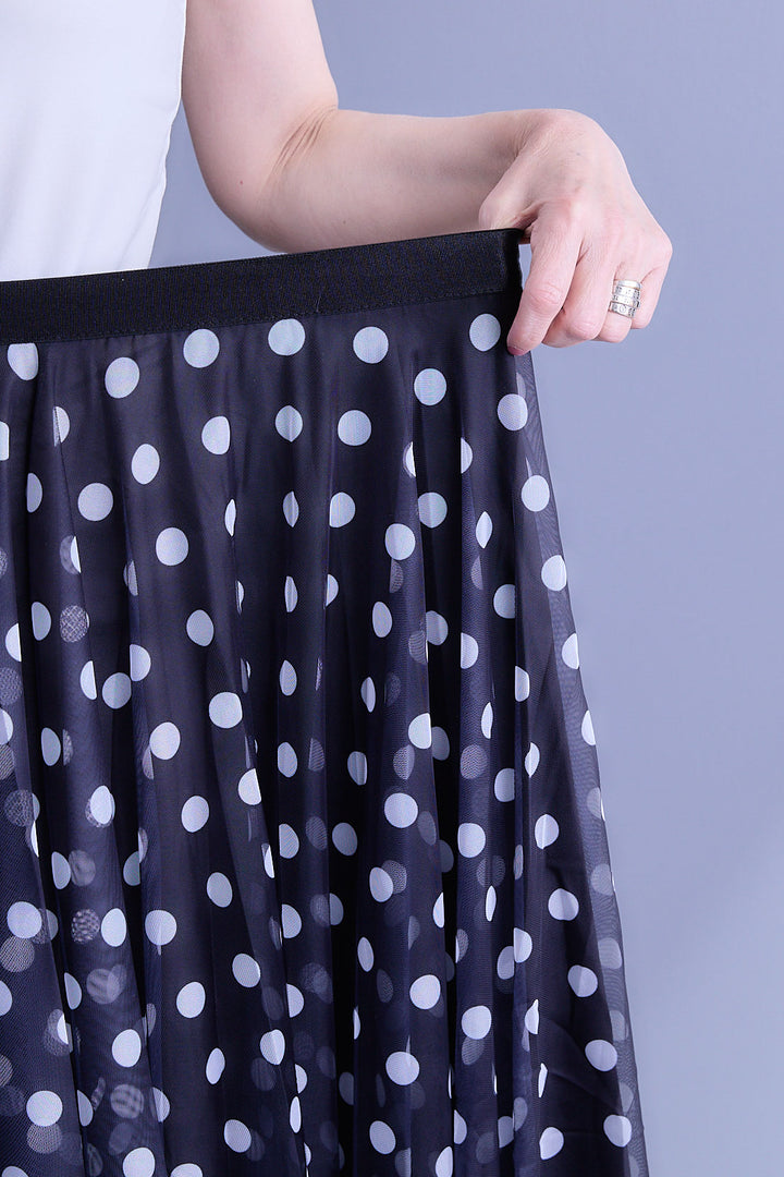 【SET】ドルマンルーズシャツワンピース+ドットチュールフレアスカート(2set)