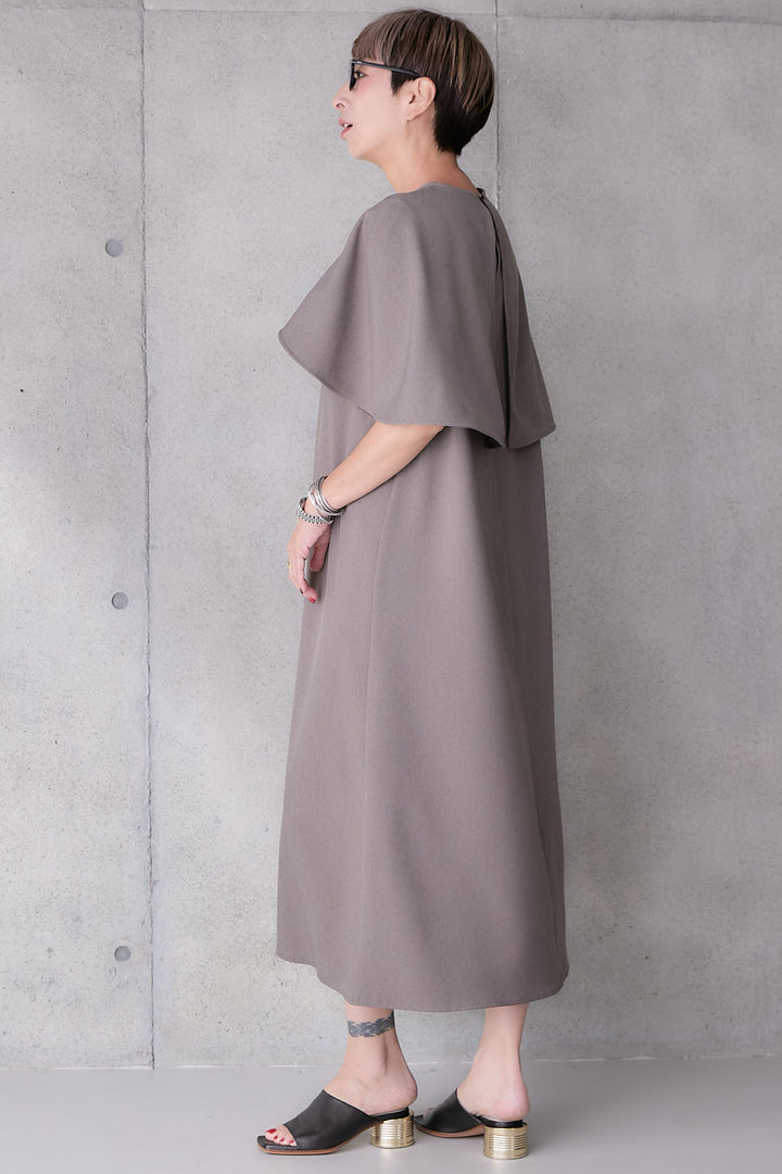 【予約】リネンタッチケープデザインワンピース