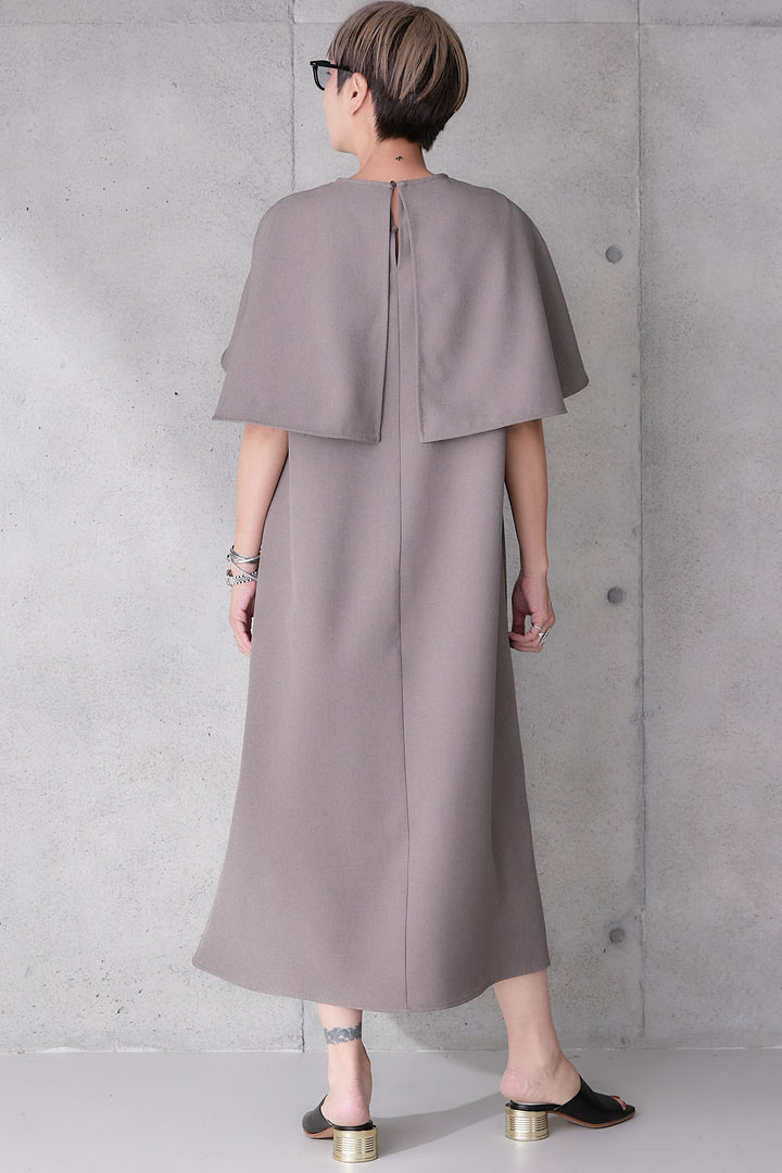 【予約】リネンタッチケープデザインワンピース