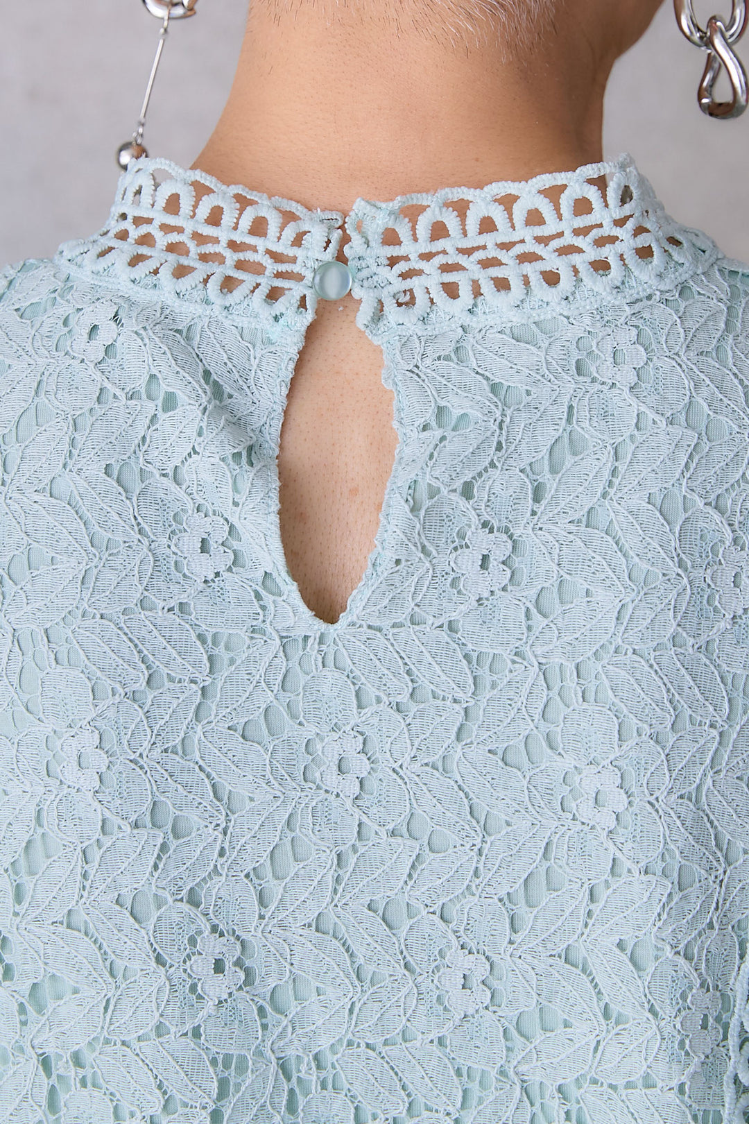 【SET】接触冷感スタンドカラーフレンチスリーブレースブラウス+アシンメトリープリーツスカート(2set)