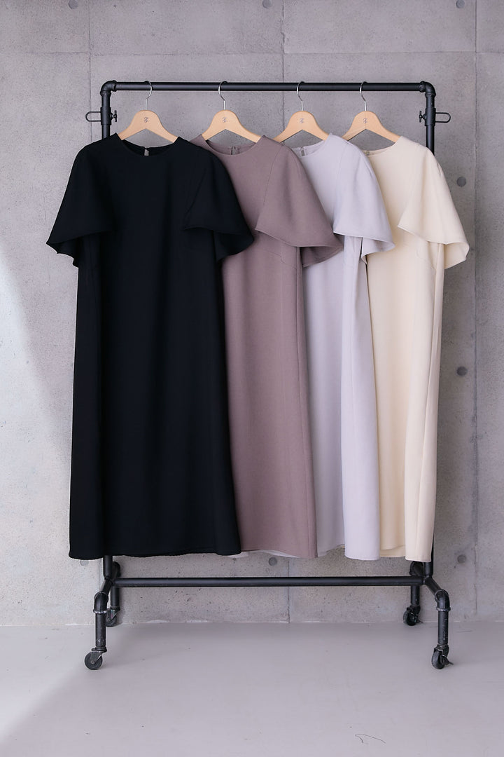 【予約】リネンタッチケープデザインワンピース