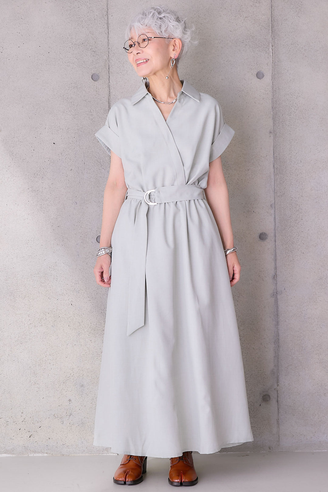 【予約】ロールアップスキッパーカシュクールワンピース