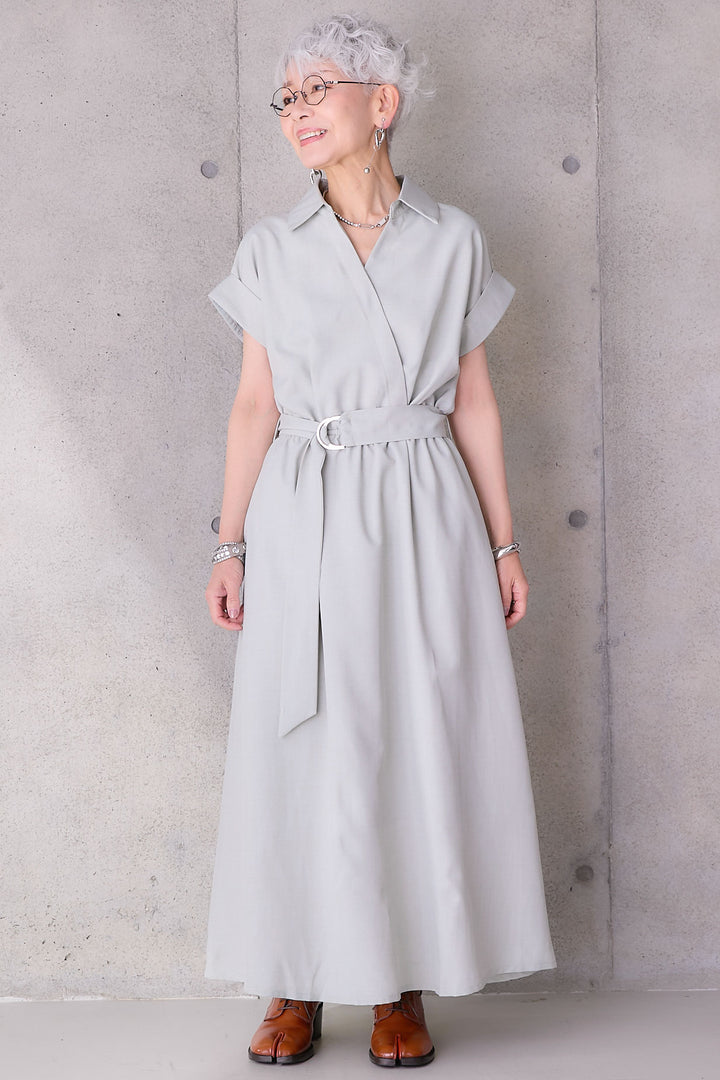 【予約】ロールアップスキッパーカシュクールワンピース