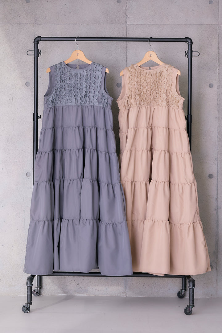 【SET】グロッシーフリルティアードワンピース+グロッシーフリルティアードワンピース(2set)