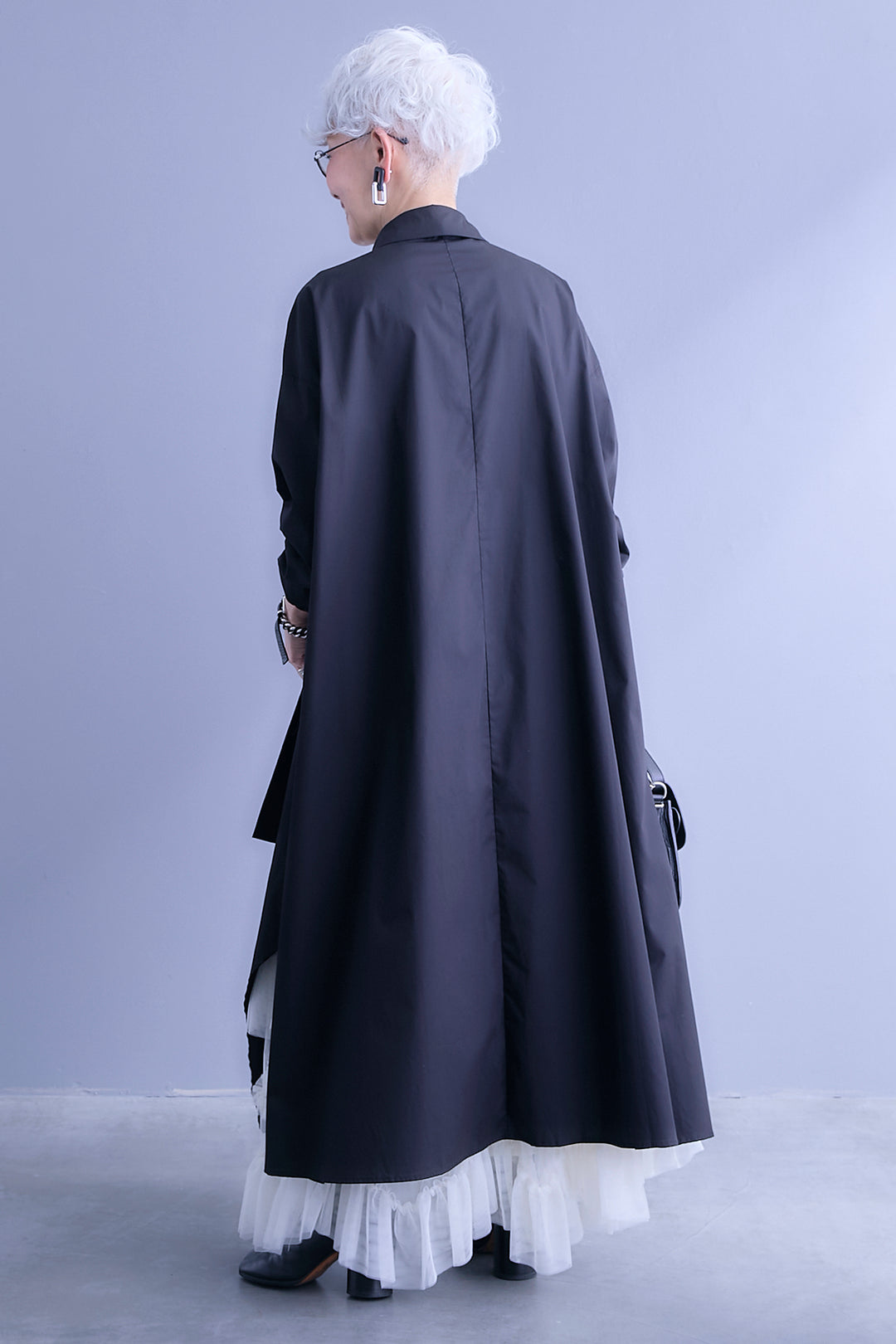 【SET】ロングテールアシメカットデザインシャツ+ペタルティアードチュールスカート(2set)