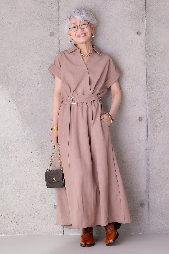 【予約】ロールアップスキッパーカシュクールワンピース