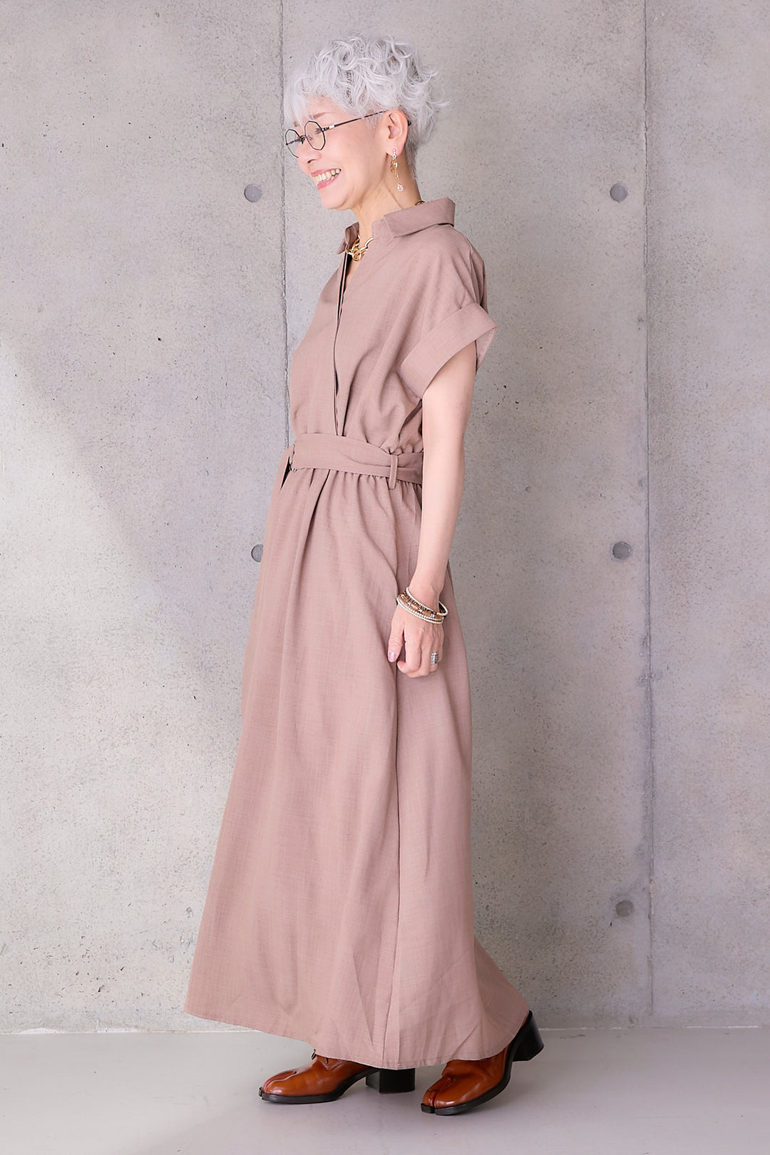 【予約】ロールアップスキッパーカシュクールワンピース