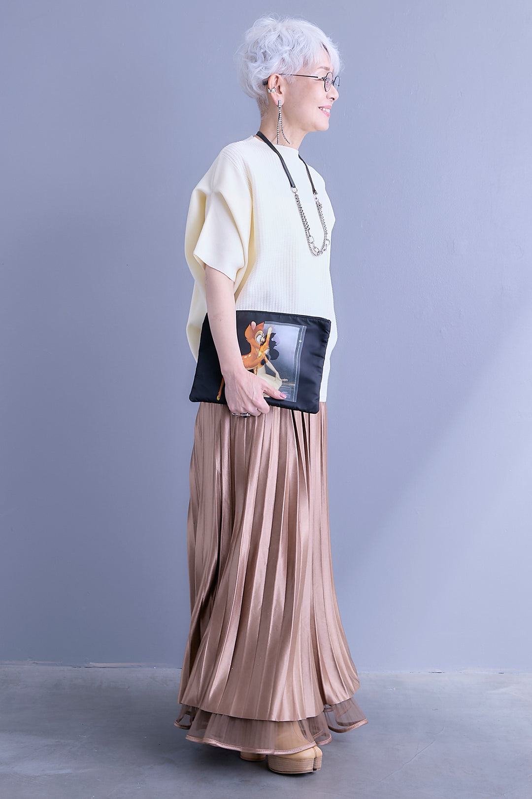 【SET】アップスリーブニットプルオーバー+2WAYラメサテンプリーツ×シアーティアードチュールスカート(2set)