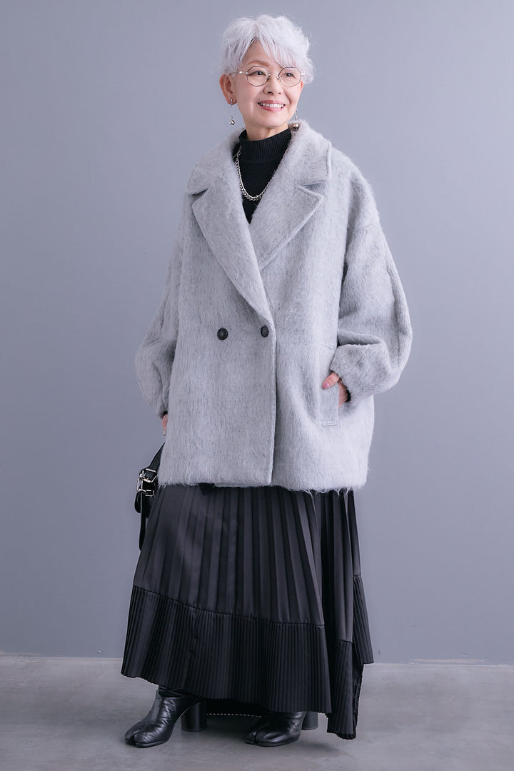 【予約】ワイドラペルコクーンスリーブシャギーコート
