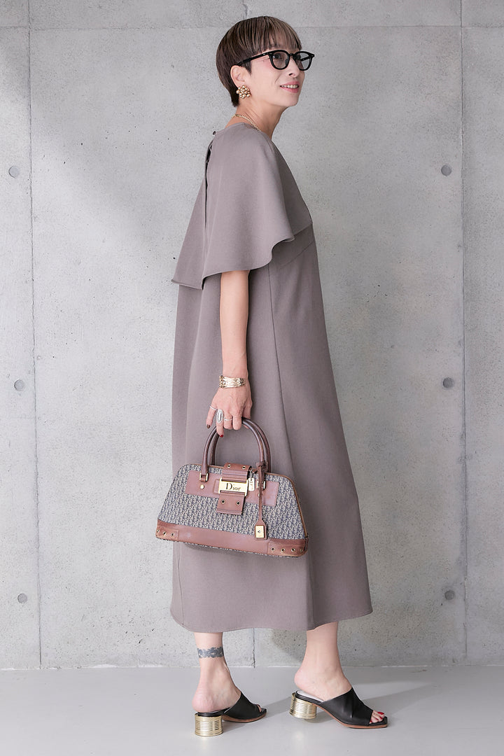 【予約】リネンタッチケープデザインワンピース