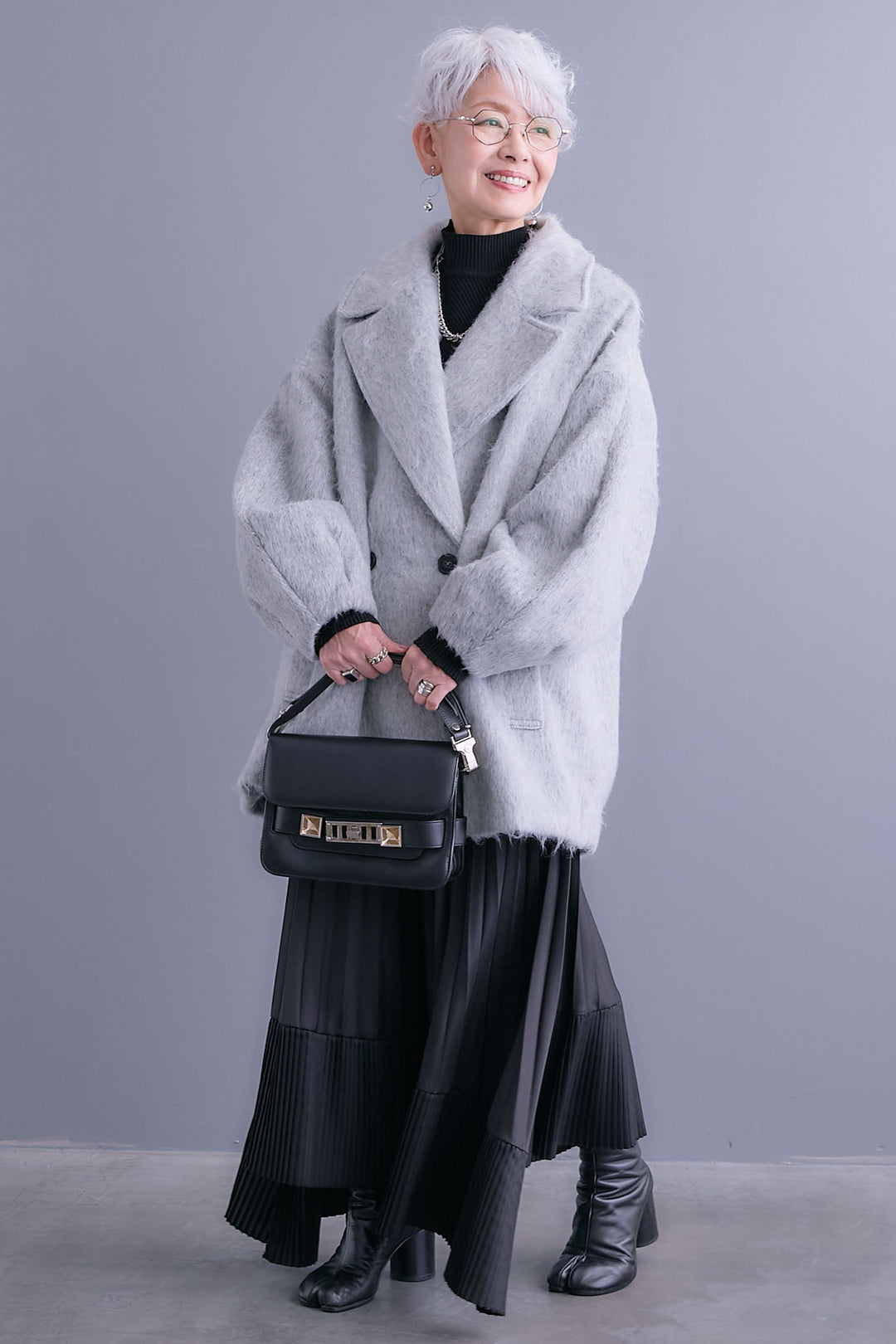 【予約】ワイドラペルコクーンスリーブシャギーコート