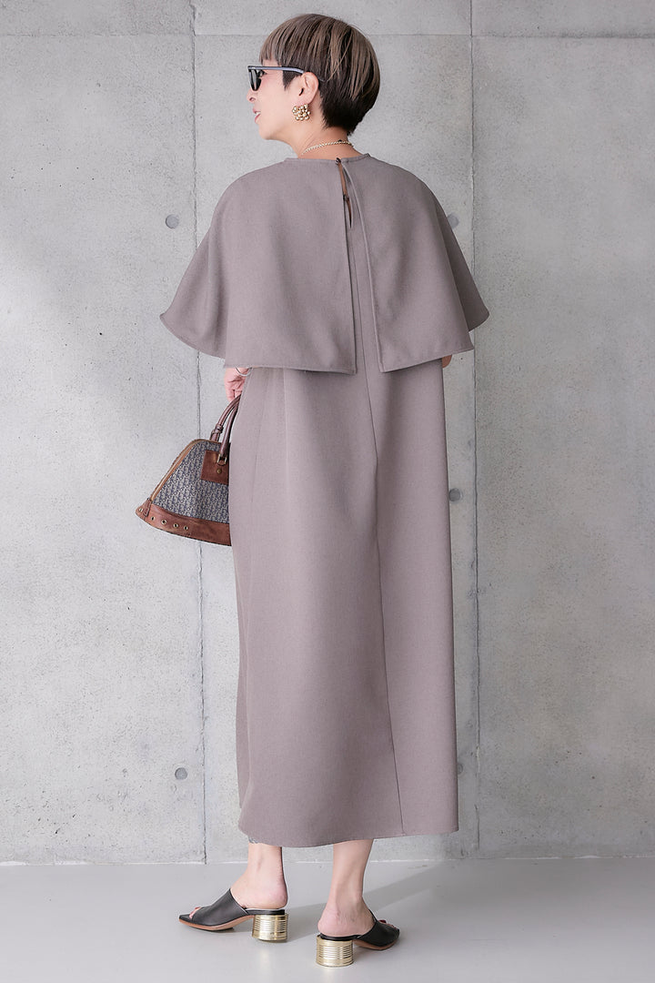 【予約】リネンタッチケープデザインワンピース