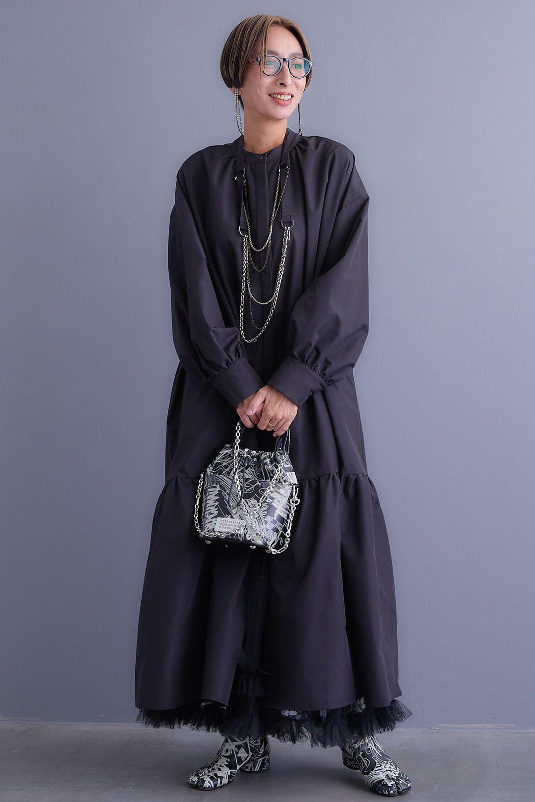 【予約】ボリュームスリーブバックシャンワンピース