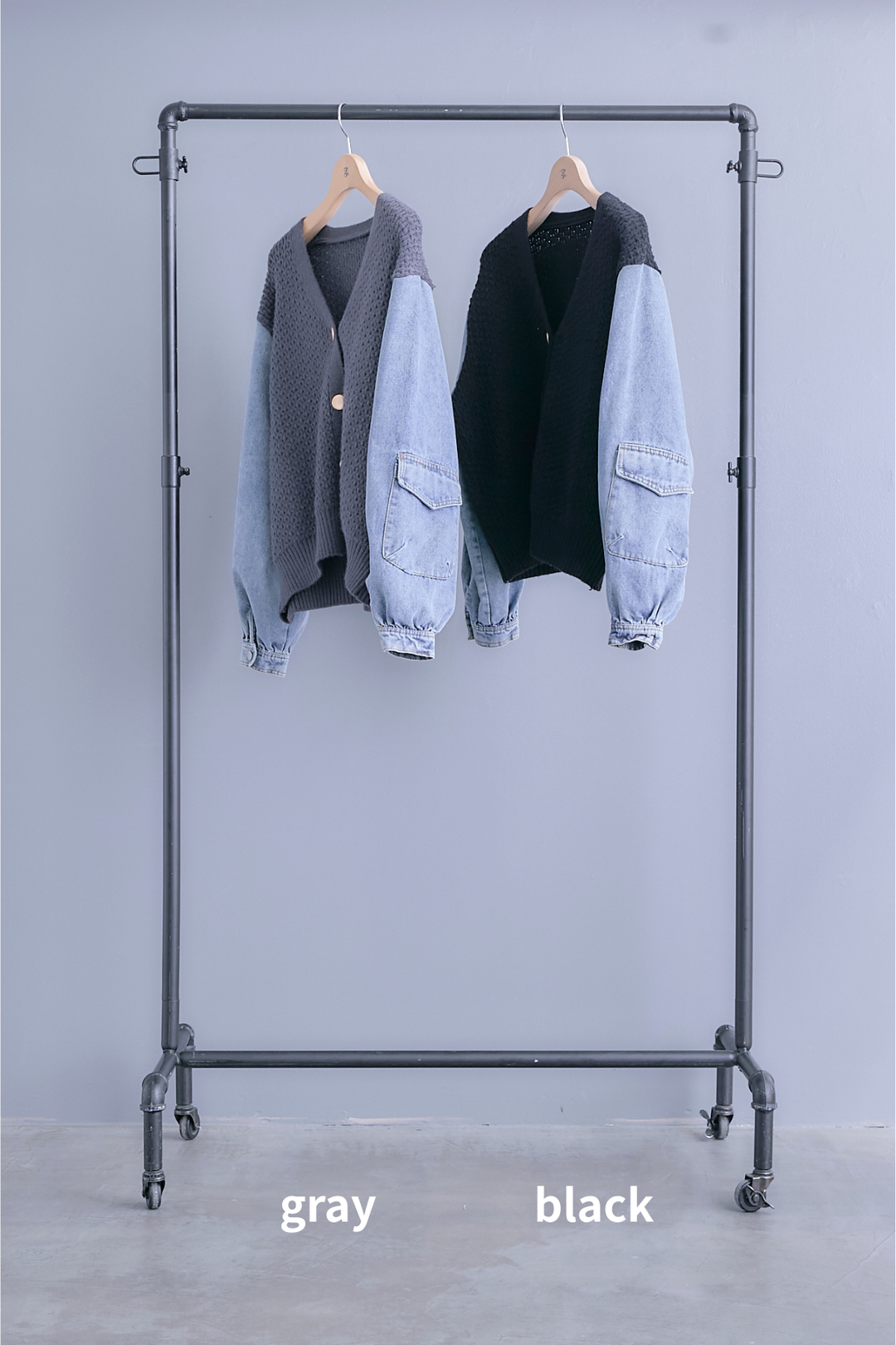 【予約】デニムスリーブニットオーバーカーデ