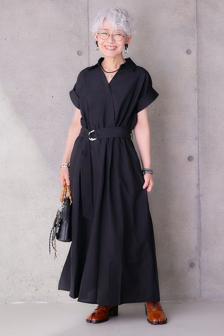 【予約】ロールアップスキッパーカシュクールワンピース