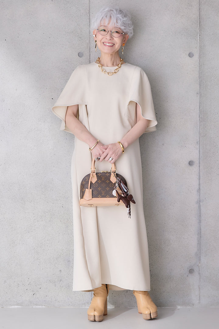 【予約】リネンタッチケープデザインワンピース