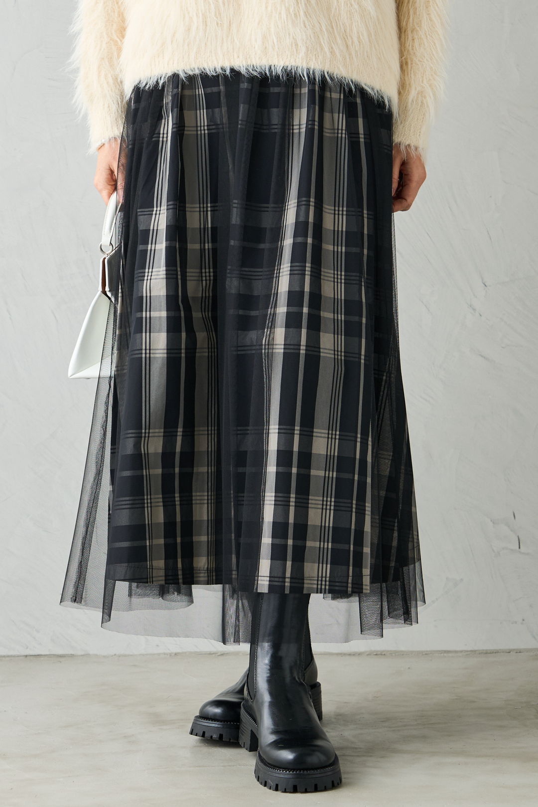 2WAYチュールレイヤードチェックスカート【MAISON SPECIAL 2WAYチュールレイヤードチェックスカート【MAISON SPECIAL