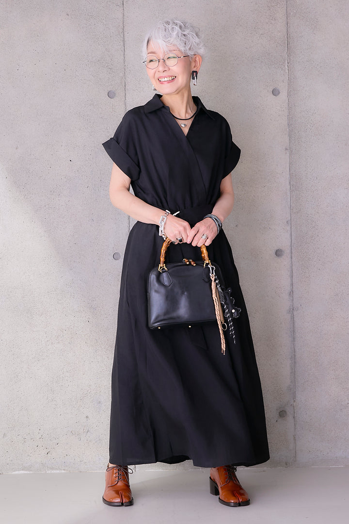 【予約】ロールアップスキッパーカシュクールワンピース