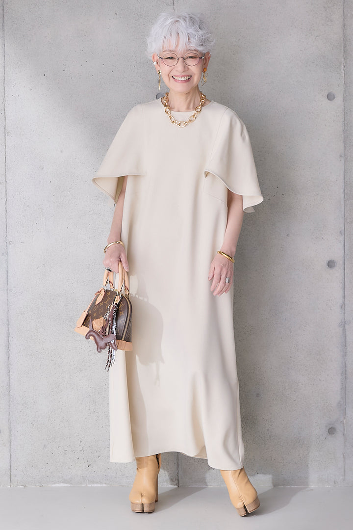 【予約】リネンタッチケープデザインワンピース