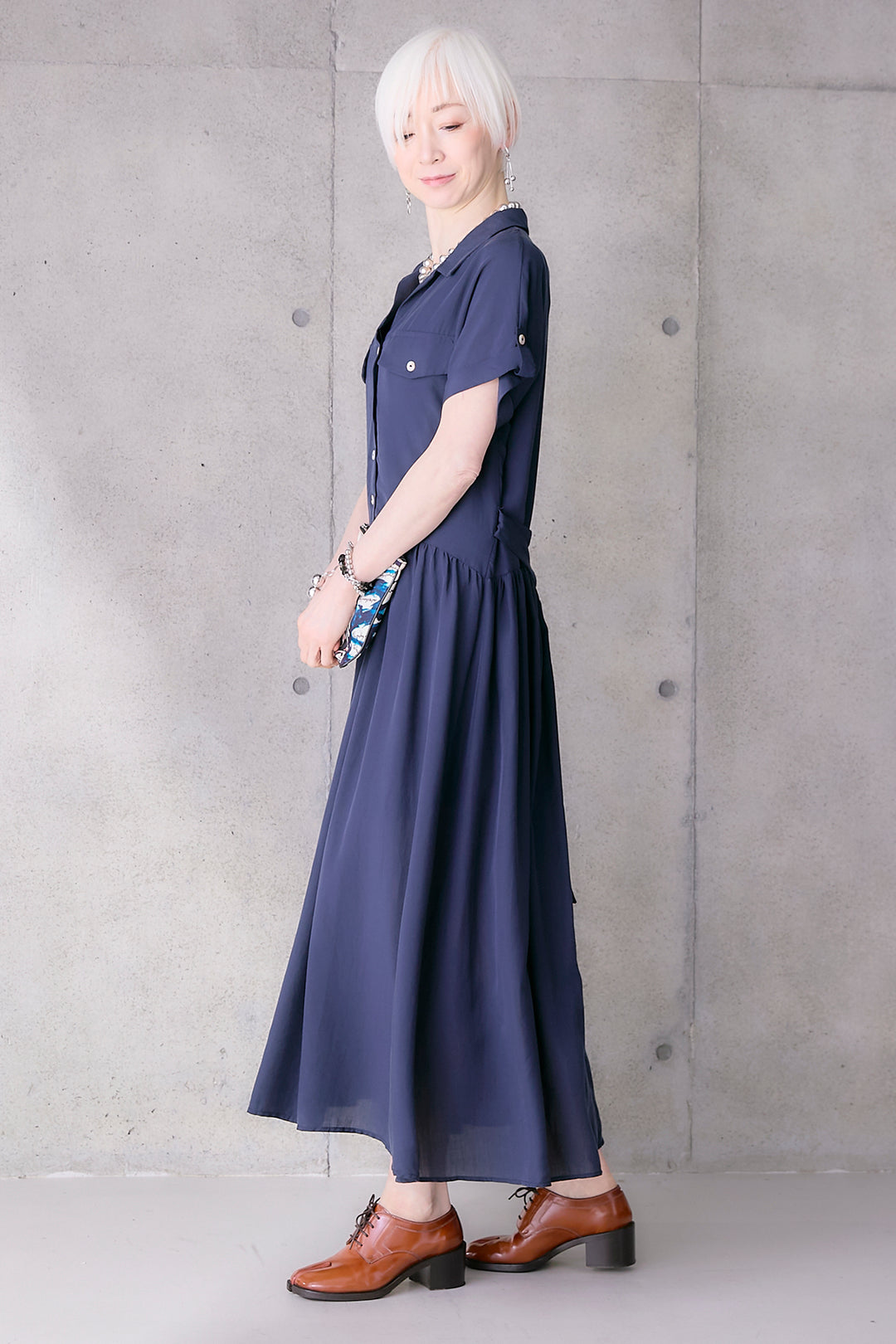 【予約】リネンライクスキッパーサファリワンピース