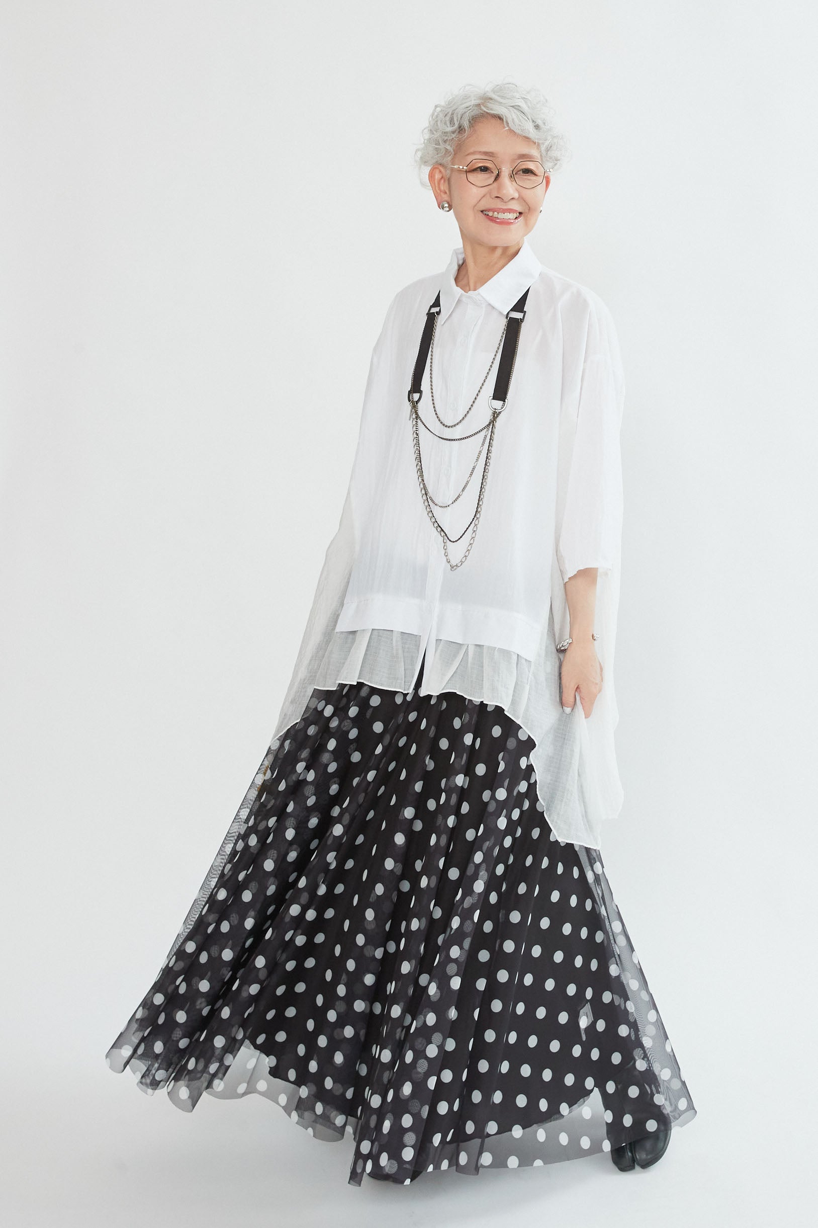 ADORE アドーア 異素材切り替え ロング フレアスカート 合成皮革