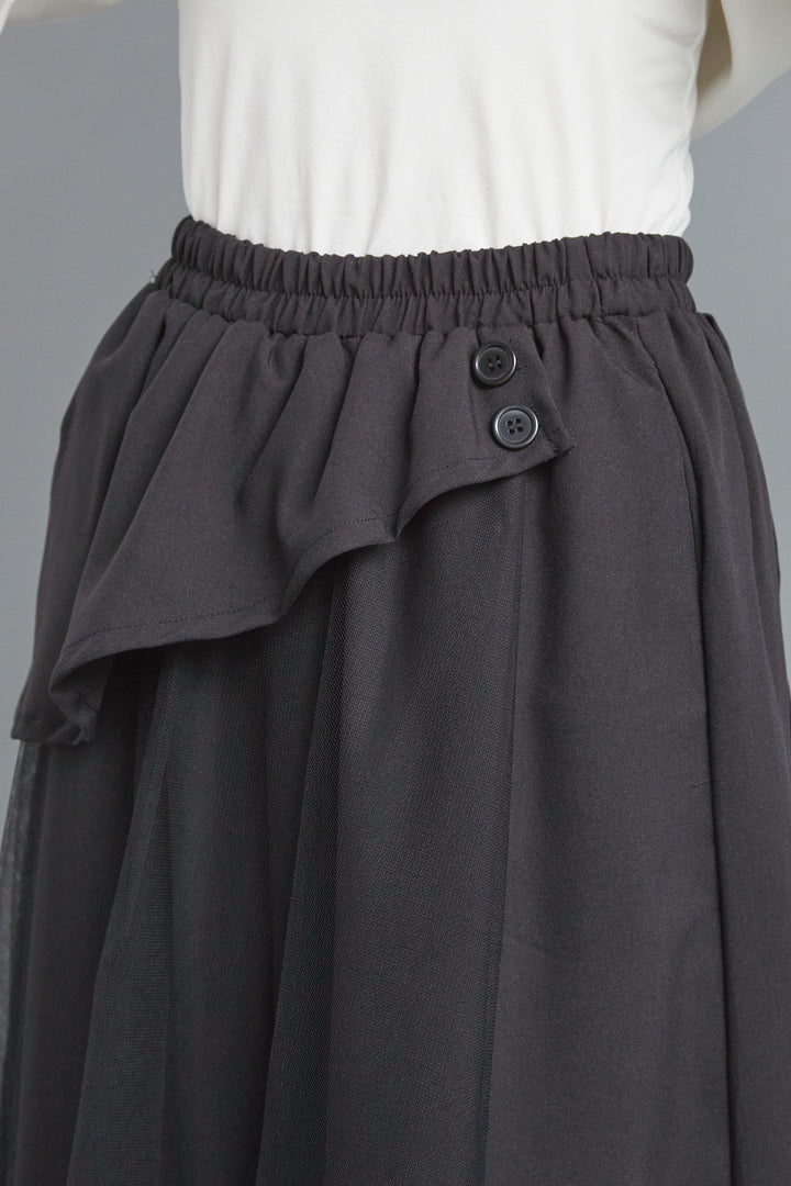 【SET】アレンジネックファーZIPニット+アシメチュールレイヤードワイドパンツ(2set)