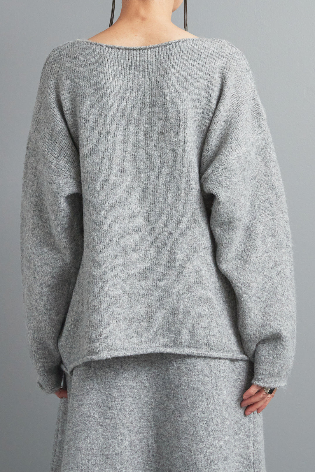 【SET】ビジューニットセットアップ+ラウンドシルエットエコレザーノーカラージャケット(2set)