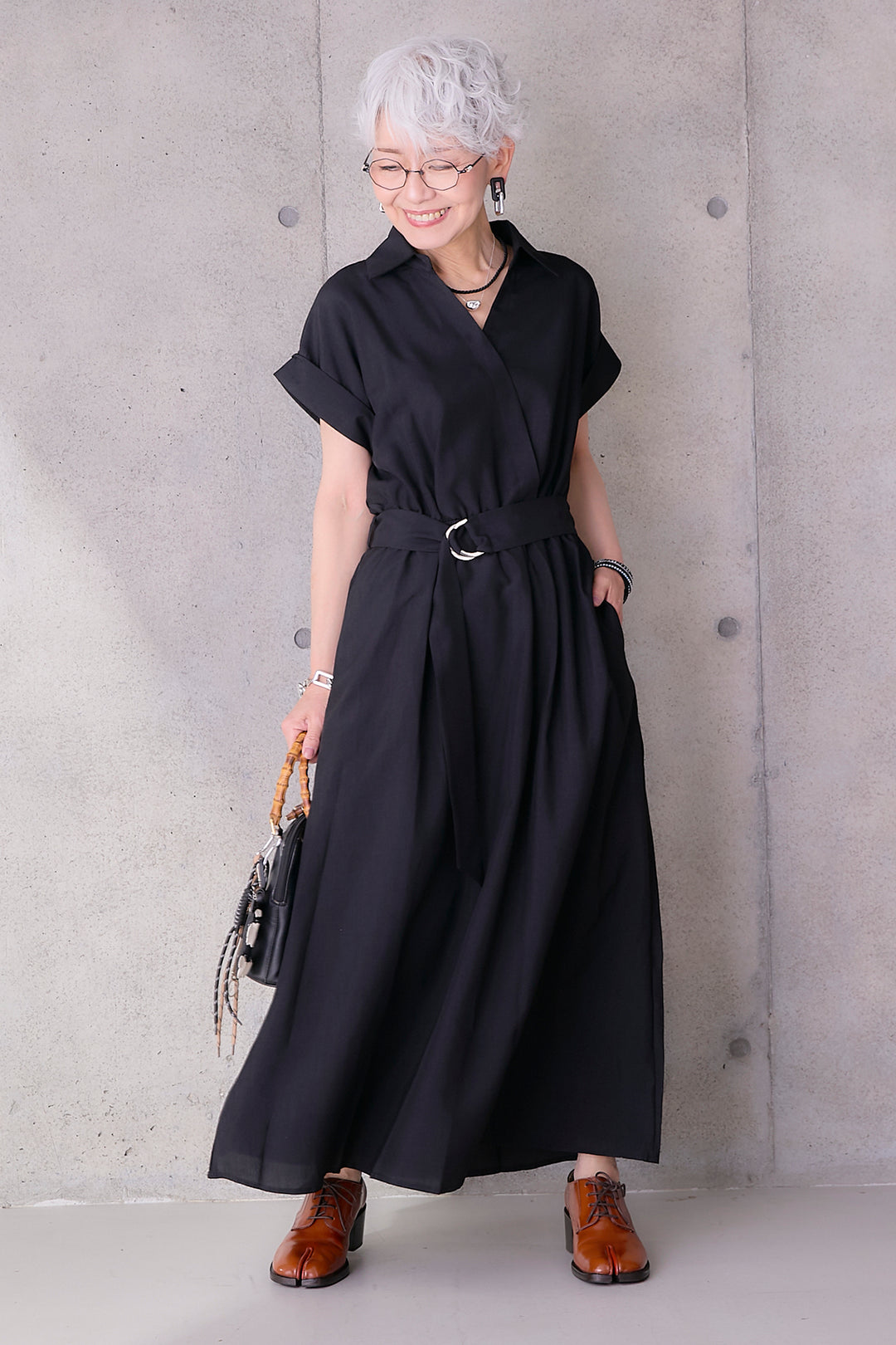 【予約】ロールアップスキッパーカシュクールワンピース