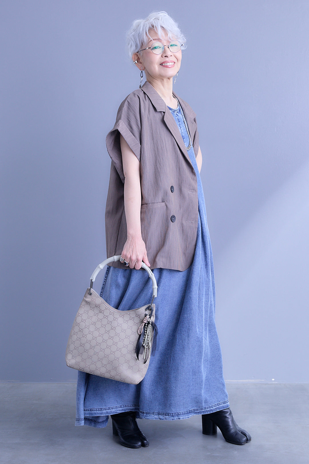 【予約】パウダーシルクヴィンテージデニムワンピース