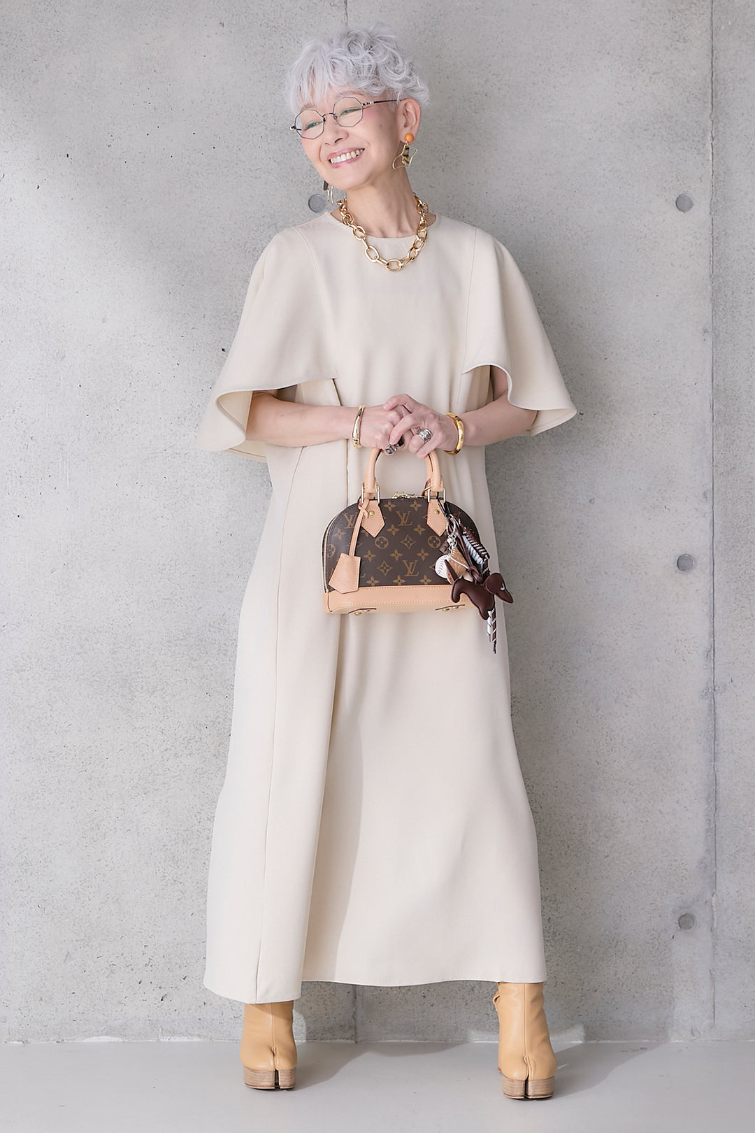 【予約】リネンタッチケープデザインワンピース