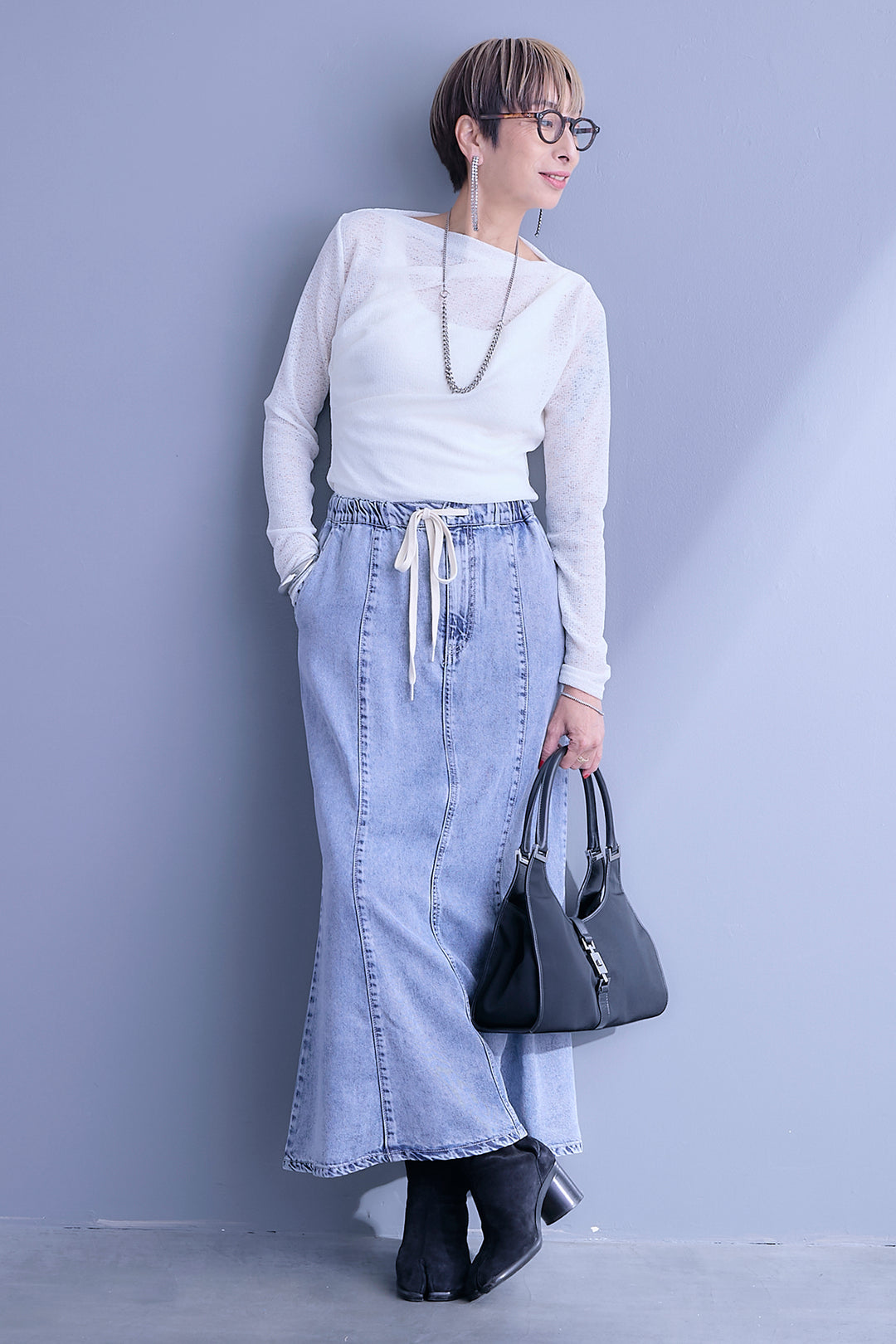 【予約】接触冷感テンセルデニムマーメイドフレアスカート