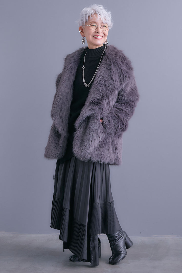 【予約】テーラードカラーファーコート