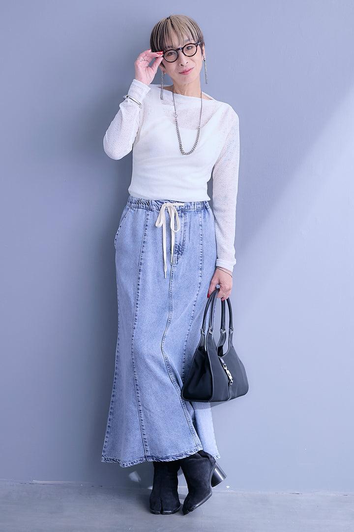 【予約】接触冷感テンセルデニムマーメイドフレアスカート