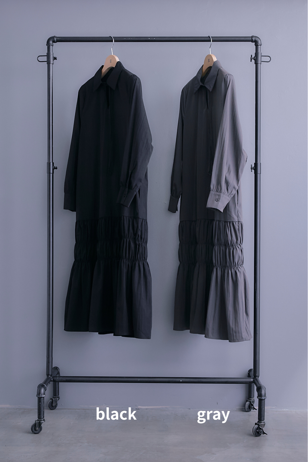 【予約】コードキーネックシャーリングデザインワンピース