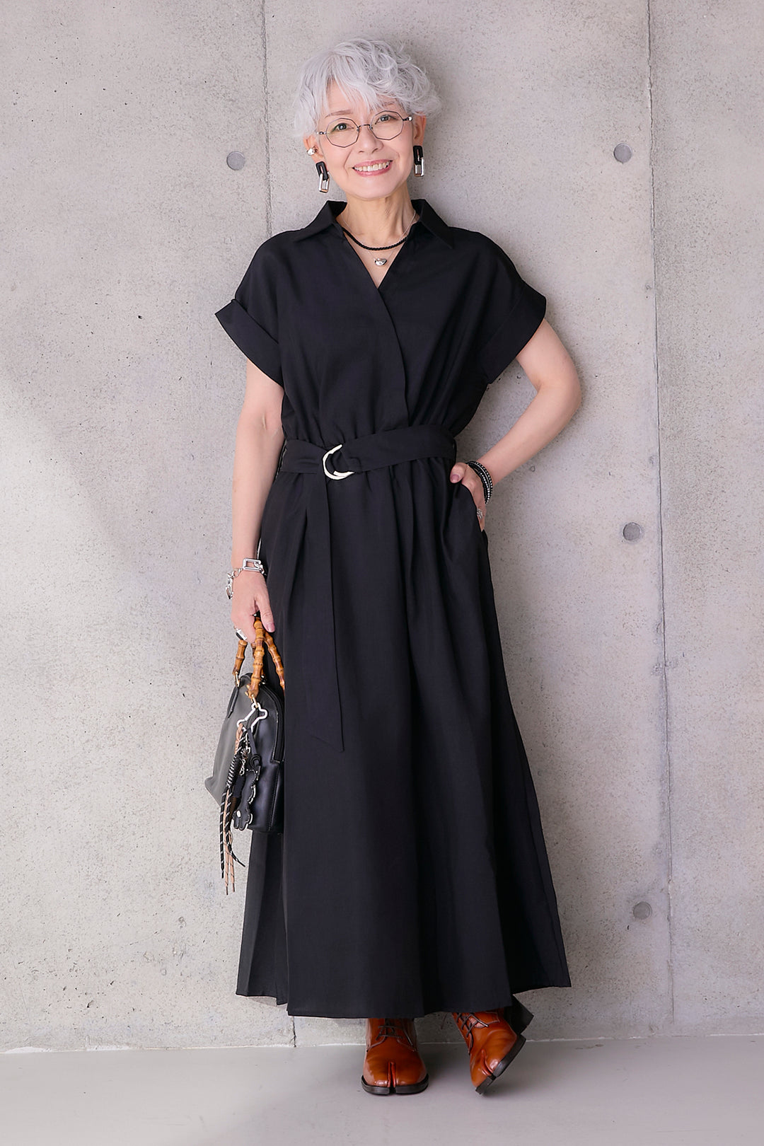 【予約】ロールアップスキッパーカシュクールワンピース