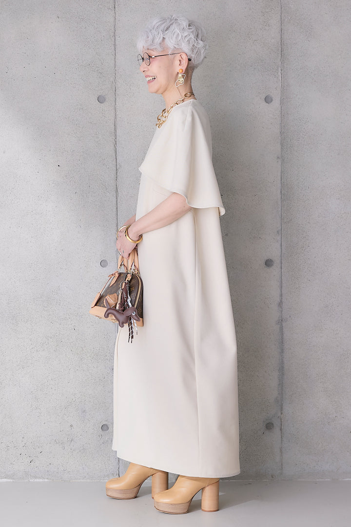 【予約】リネンタッチケープデザインワンピース