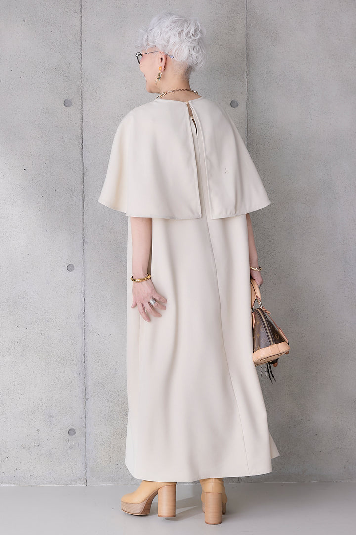 【予約】リネンタッチケープデザインワンピース