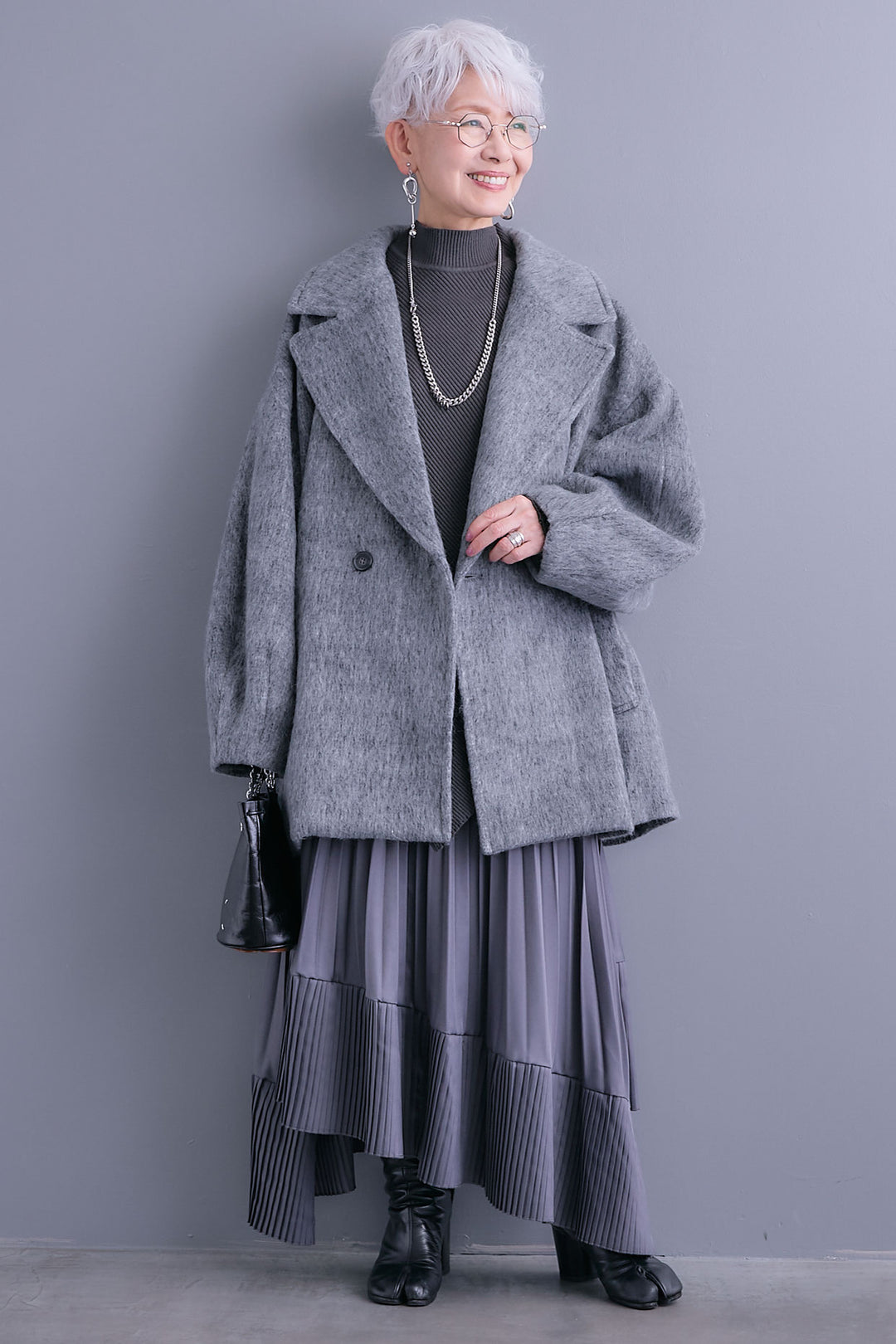 【予約】ワイドラペルコクーンスリーブシャギーコート