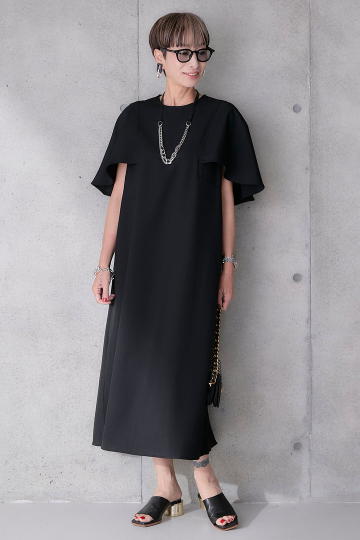 【予約】リネンタッチケープデザインワンピース