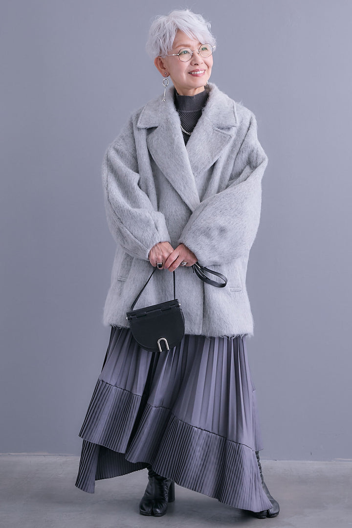 【予約】ワイドラペルコクーンスリーブシャギーコート